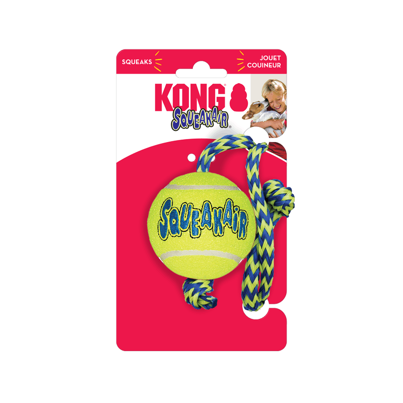 KONG SqueakAir Ball w/Rope Md