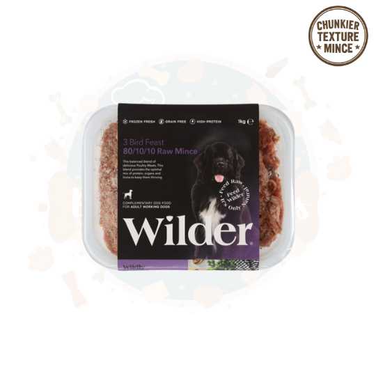 Wilder Pet Foods - Three Bird Feast 80/10/10 1KG (Duck, Chicken & Turkey)