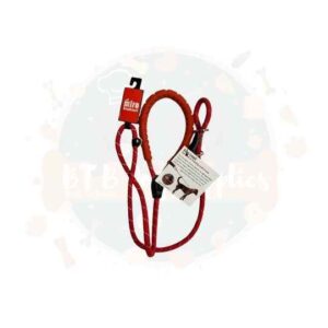M&M Slip Dog Lead (Rubber Grip) with Figure 8 Training Aid - Red Reflective 10cm x 150cm