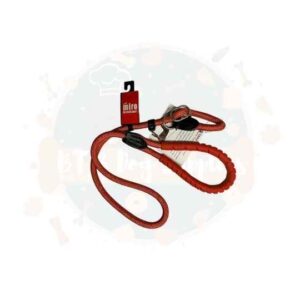 M&M Slip Dog Lead (Rubber Grip) with Figure 8 Training Aid - Coral Red 13cm x 120cm