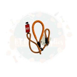 M&M Slip Dog Lead (Rubber Grip) with Figure 8 Training Aid - Orange Reflective 13cm x 150cm