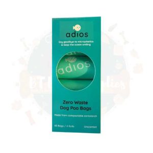 Adios Plastic Compostable Poo Bags - Mint Green, Non-Handle, 60 bags