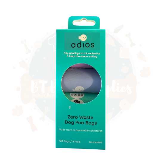 Adios Plastic Compostable Poo Bags - Rainbow, Non- Handle, 120 bags